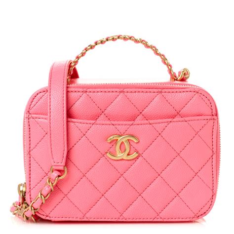 CHANEL Caviar Quilted Pick Me Up Mini Vanity Case Pink 